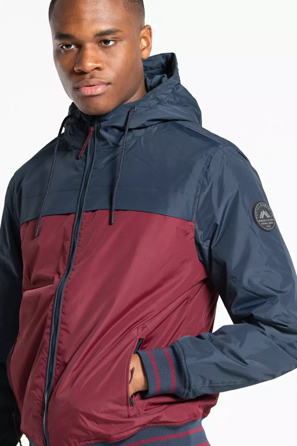 Wine Colour Block Hooded Jacket alternative image
