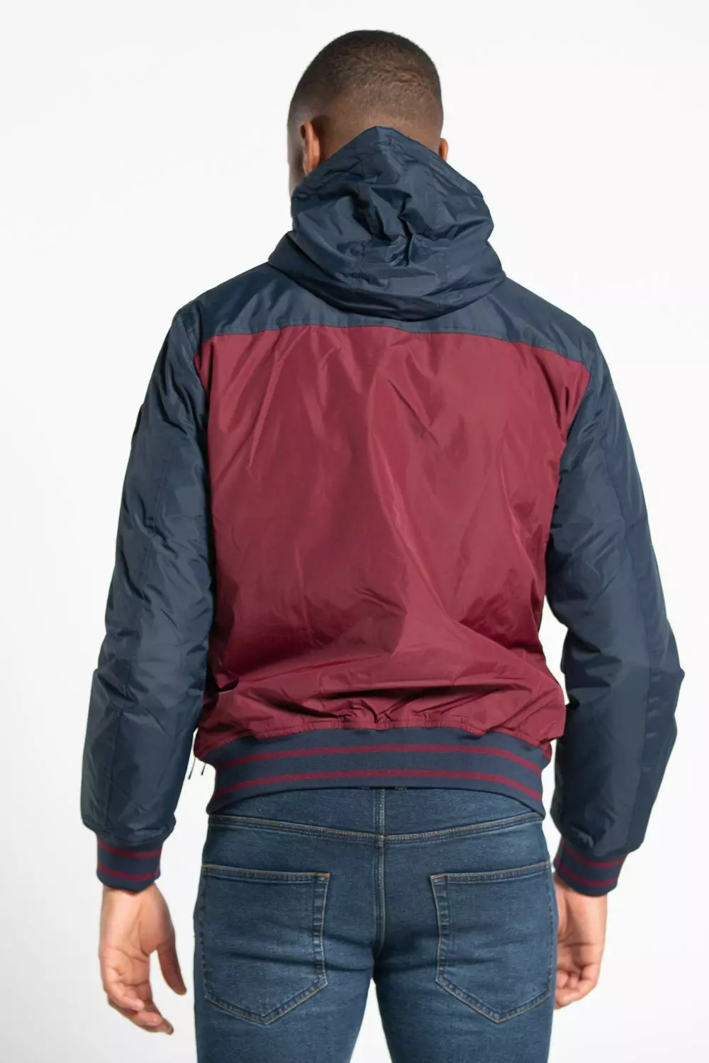Wine Colour Block Hooded Jacket alternative image