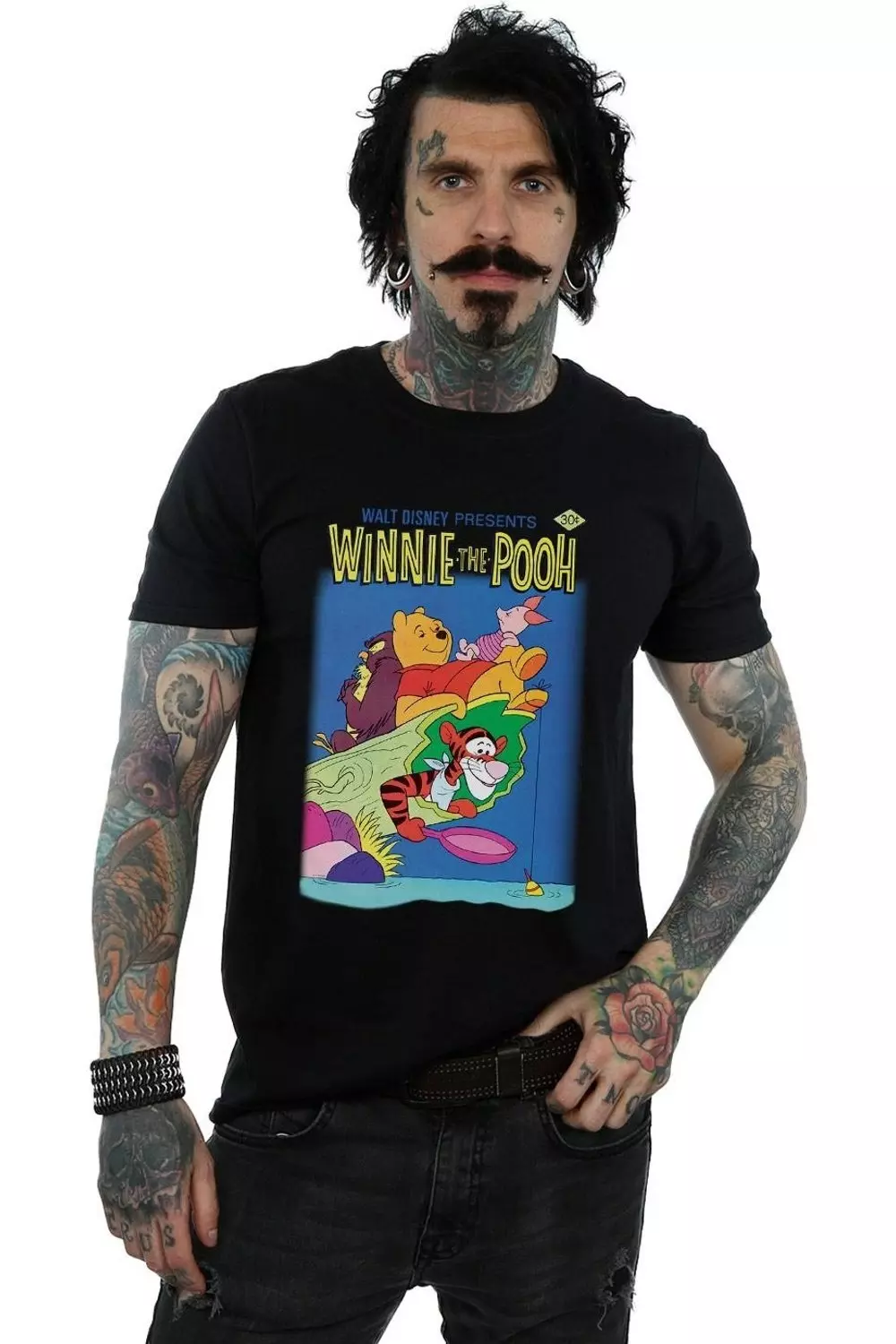 Black Winnie The Pooh Poster T-Shirt alternative image