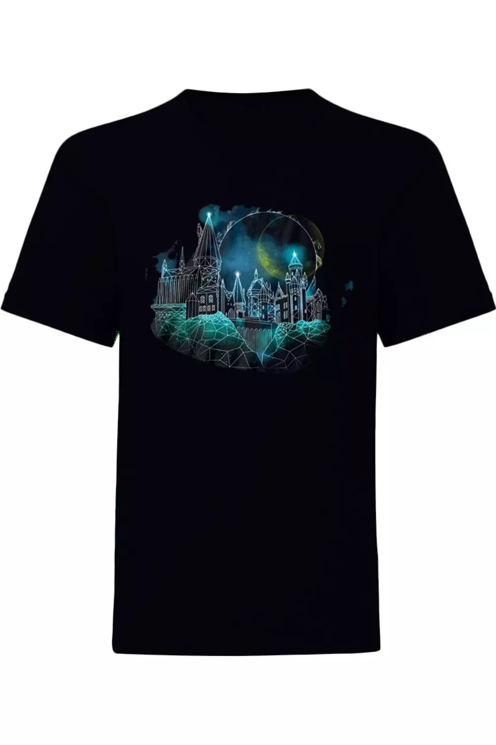 Black Hogwarts Wireframe T-Shirt alternative image
