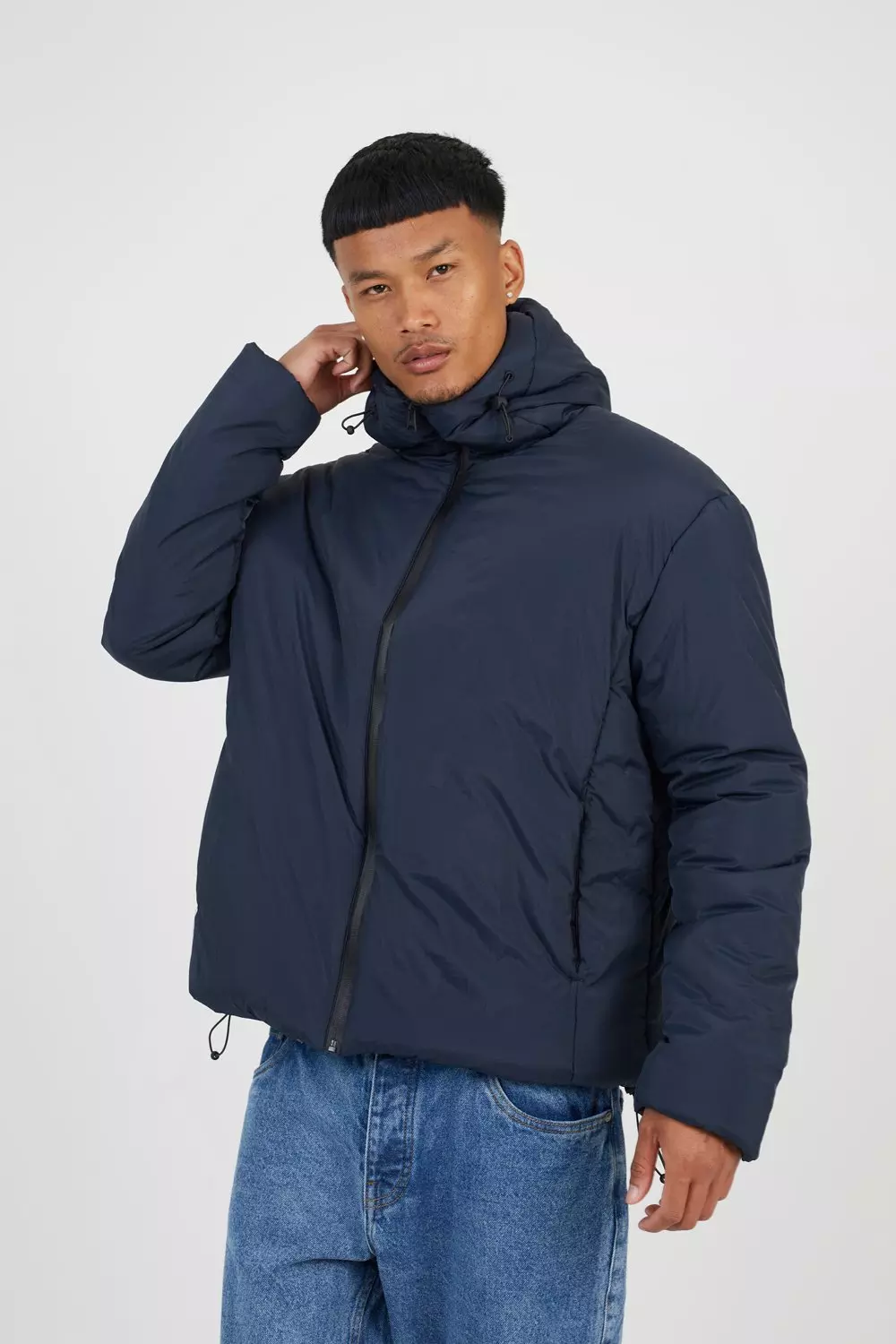 Navy Padded Hooded Jacket alternative image