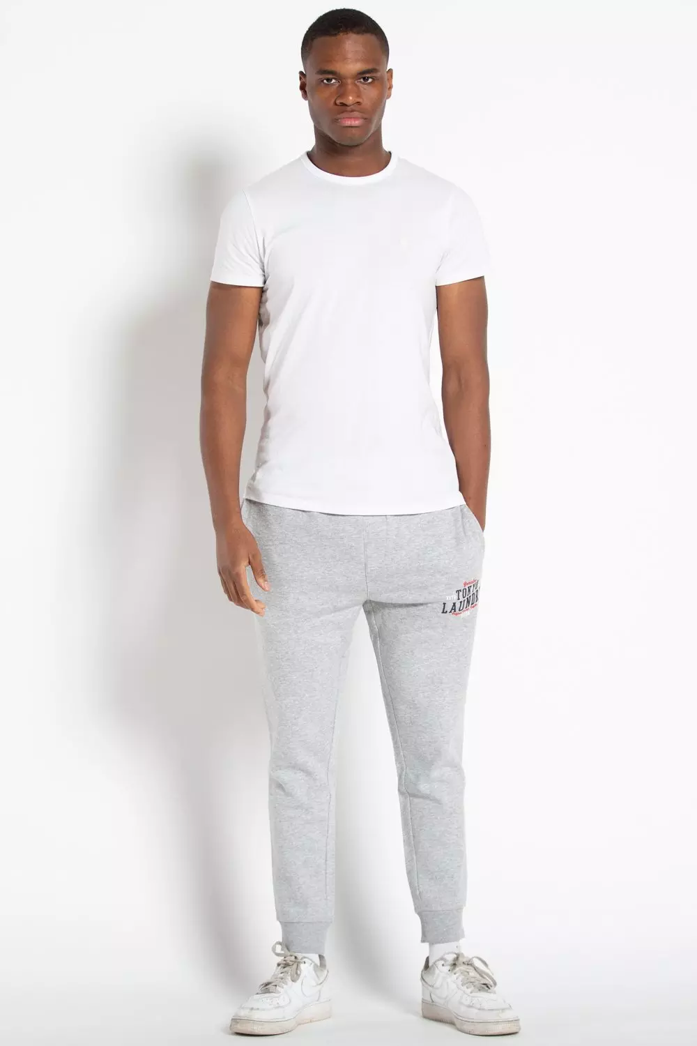 Light grey Cotton Blend Joggers alternative image