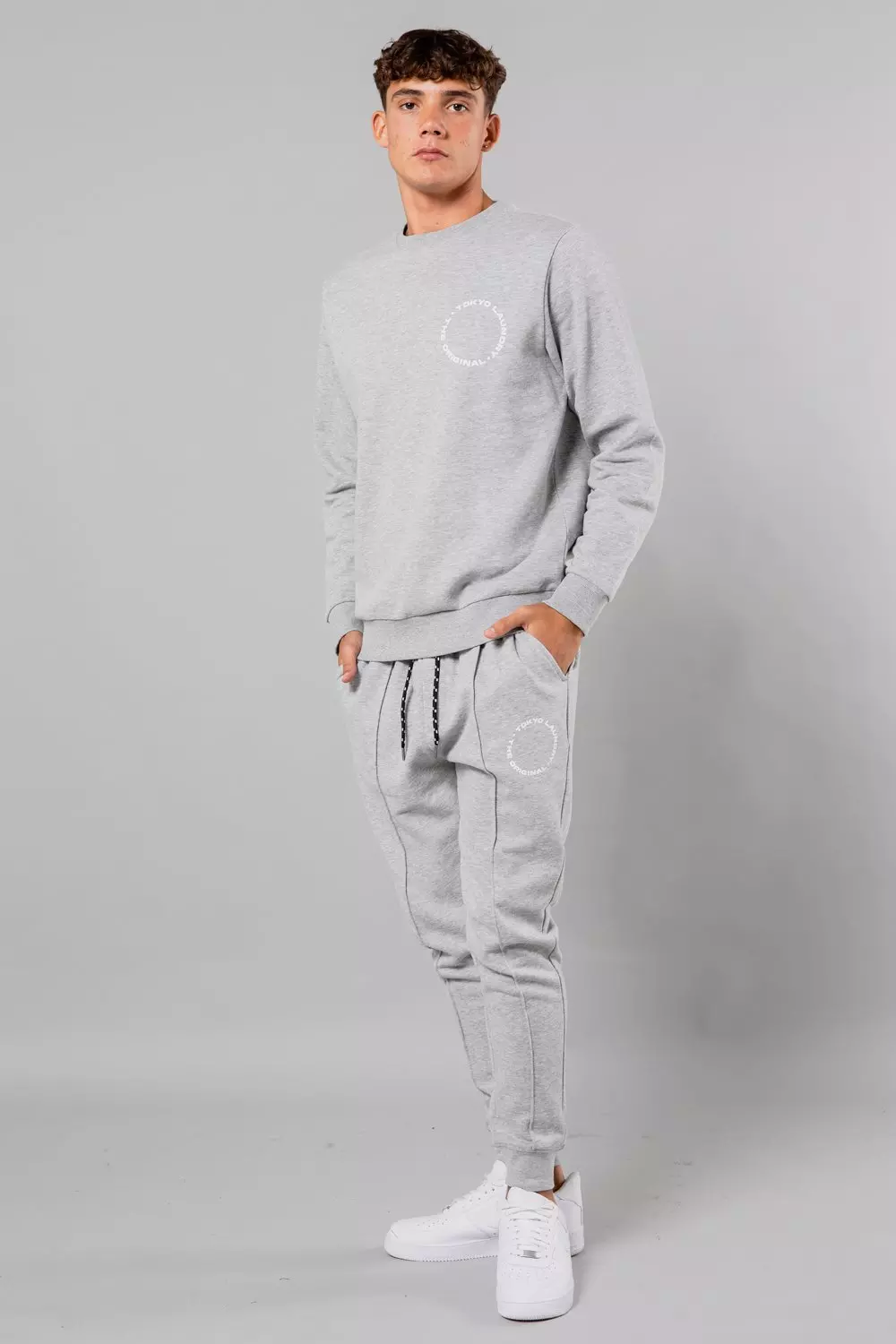 Light grey Centre Seam Drawstring Joggers alternative image