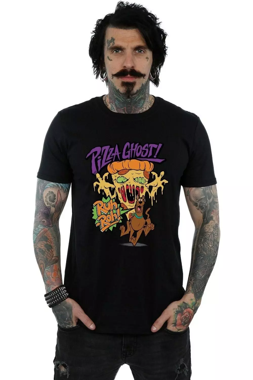 Black Pizza Ghost Cotton T-Shirt alternative image