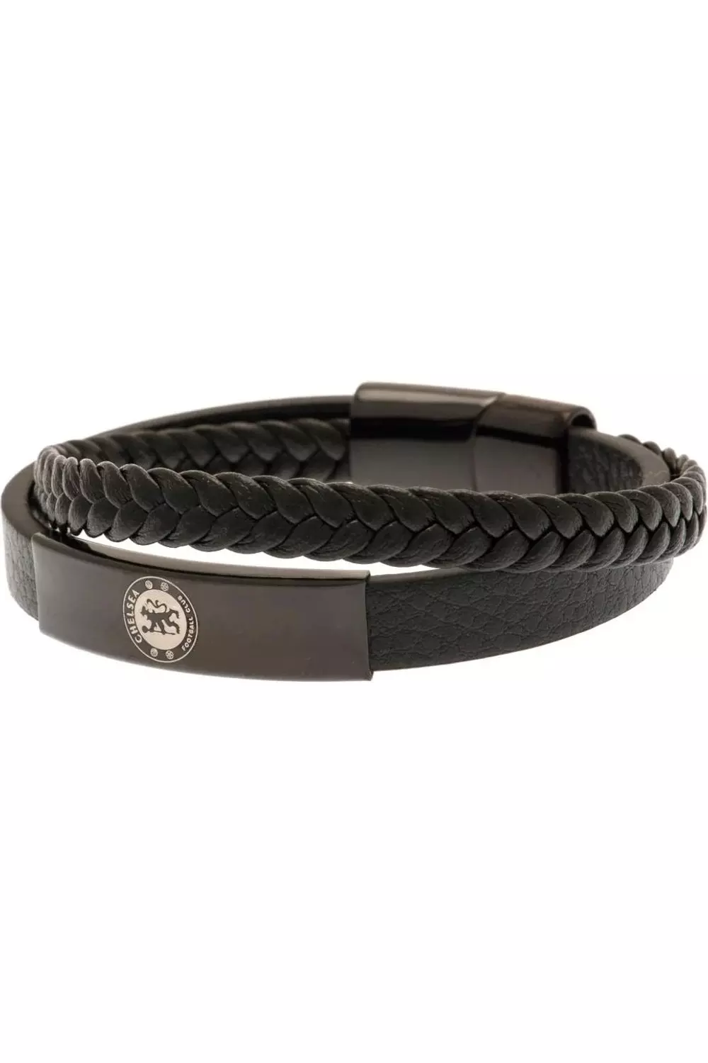 Black Leather Crest Bracelet alternative image