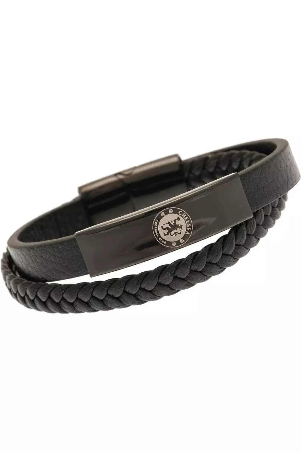 Black Leather Crest Bracelet alternative image