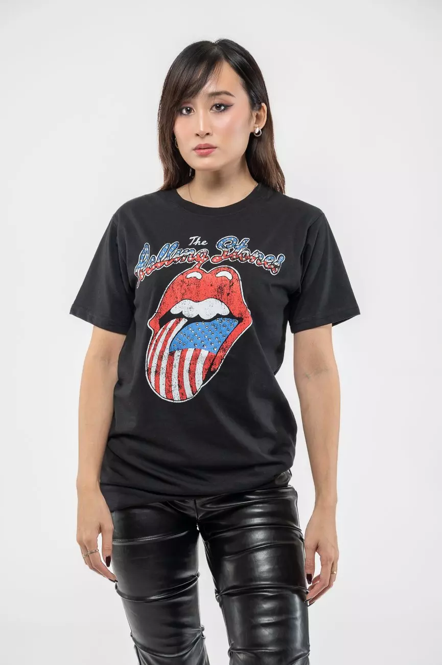 Black Diamante USA Tongue T Shirt alternative image