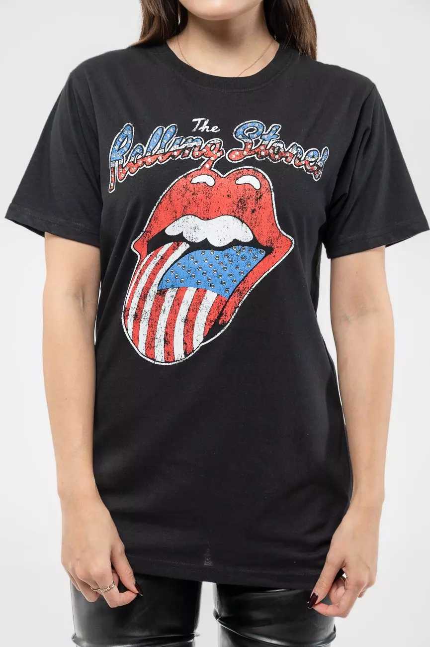 Black Diamante USA Tongue T Shirt alternative image