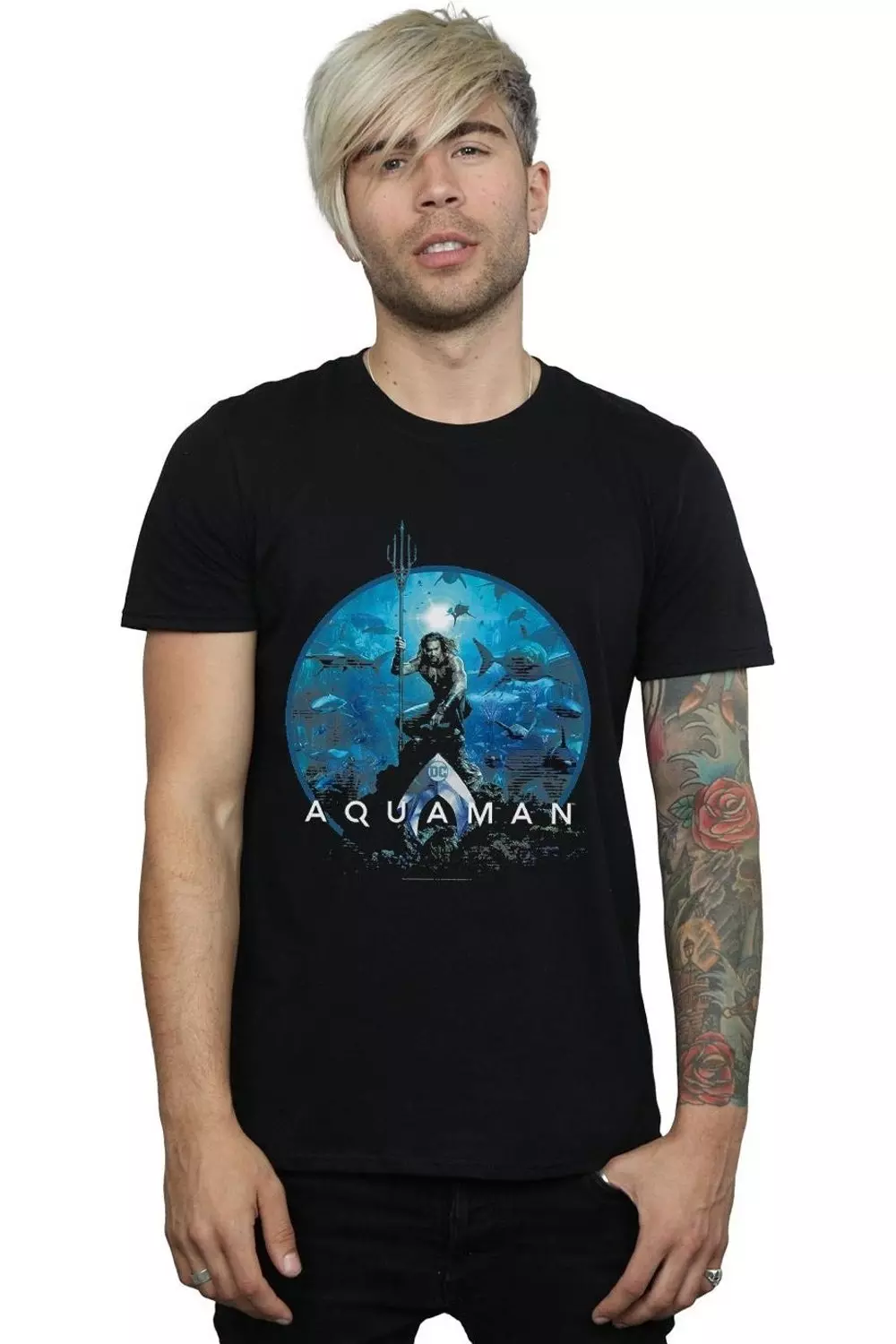 Black Aquaman Circle Poster T-Shirt alternative image