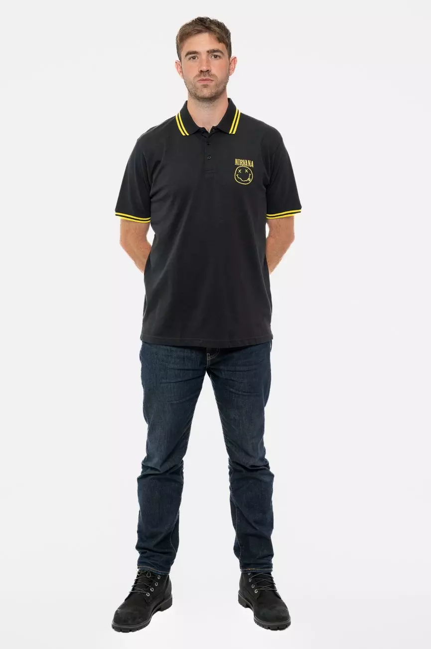 Black Grunge Smile Polo Shirt alternative image