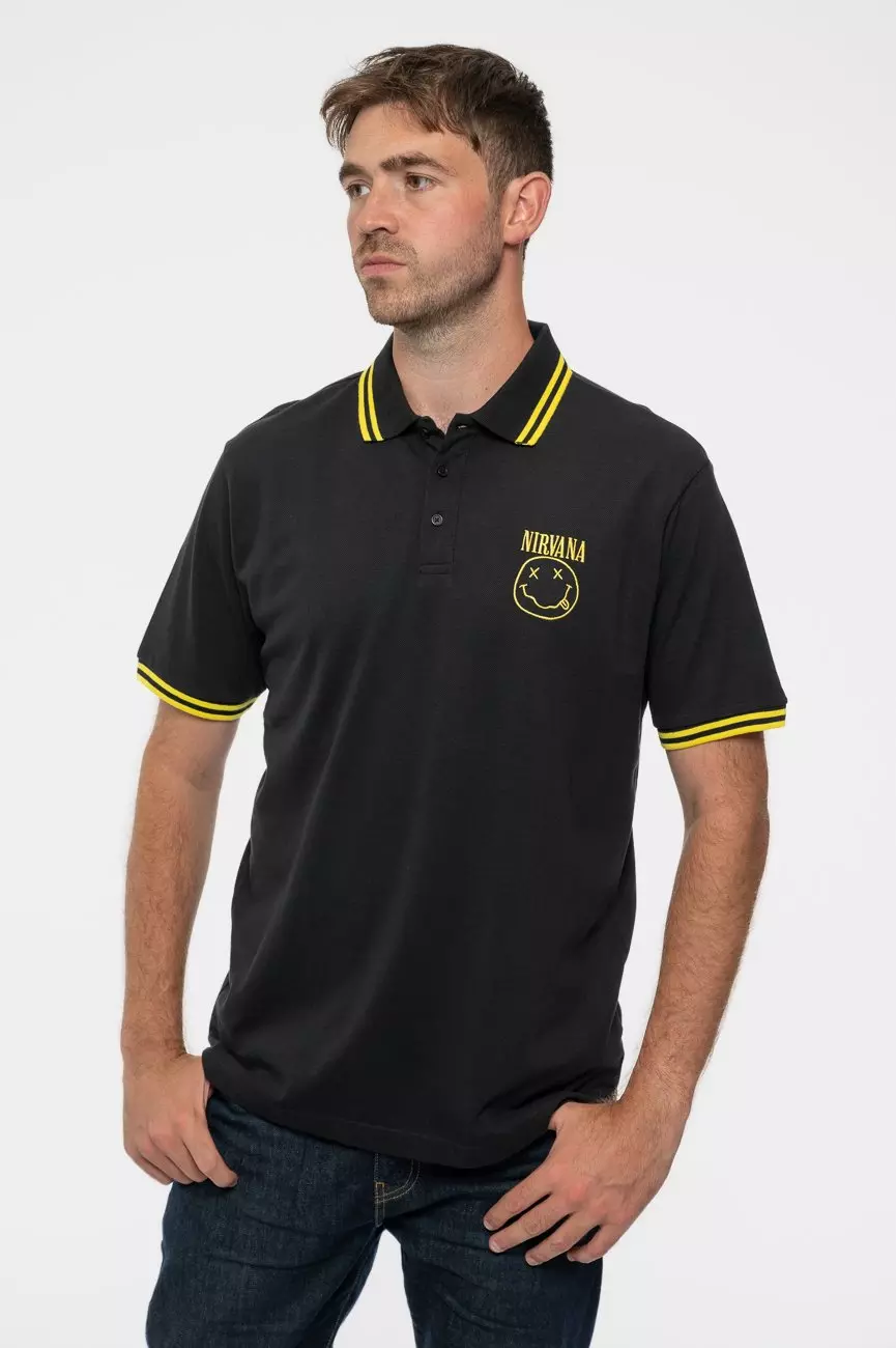 Black Grunge Smile Polo Shirt alternative image
