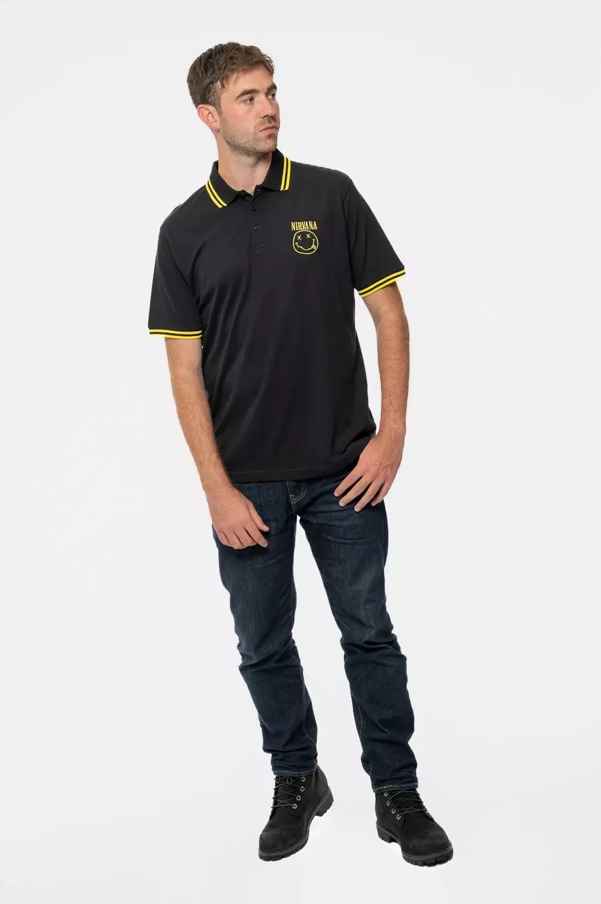 Black Grunge Smile Polo Shirt alternative image