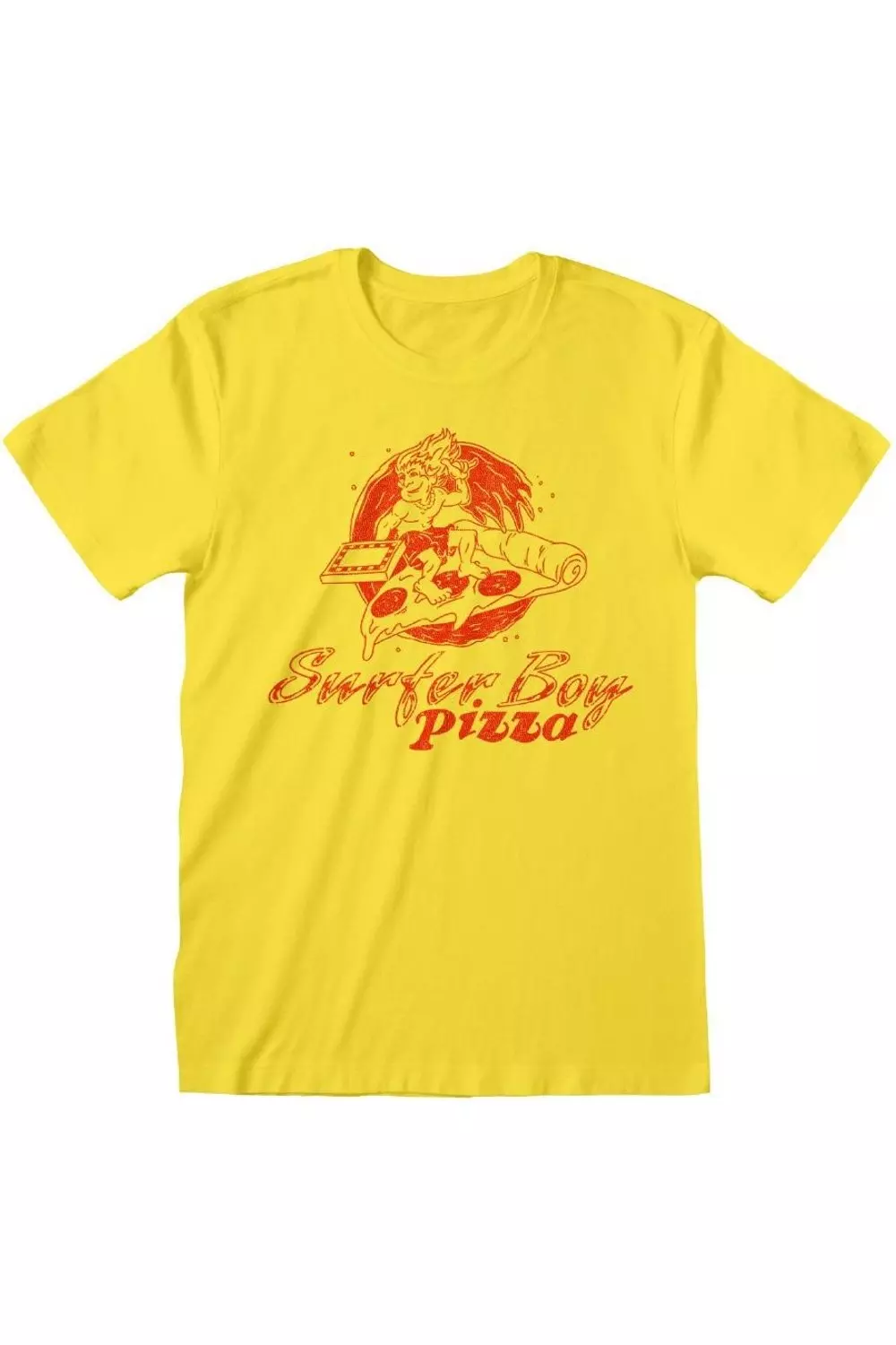 Yellow Surfer Boy Pizza T-Shirt alternative image