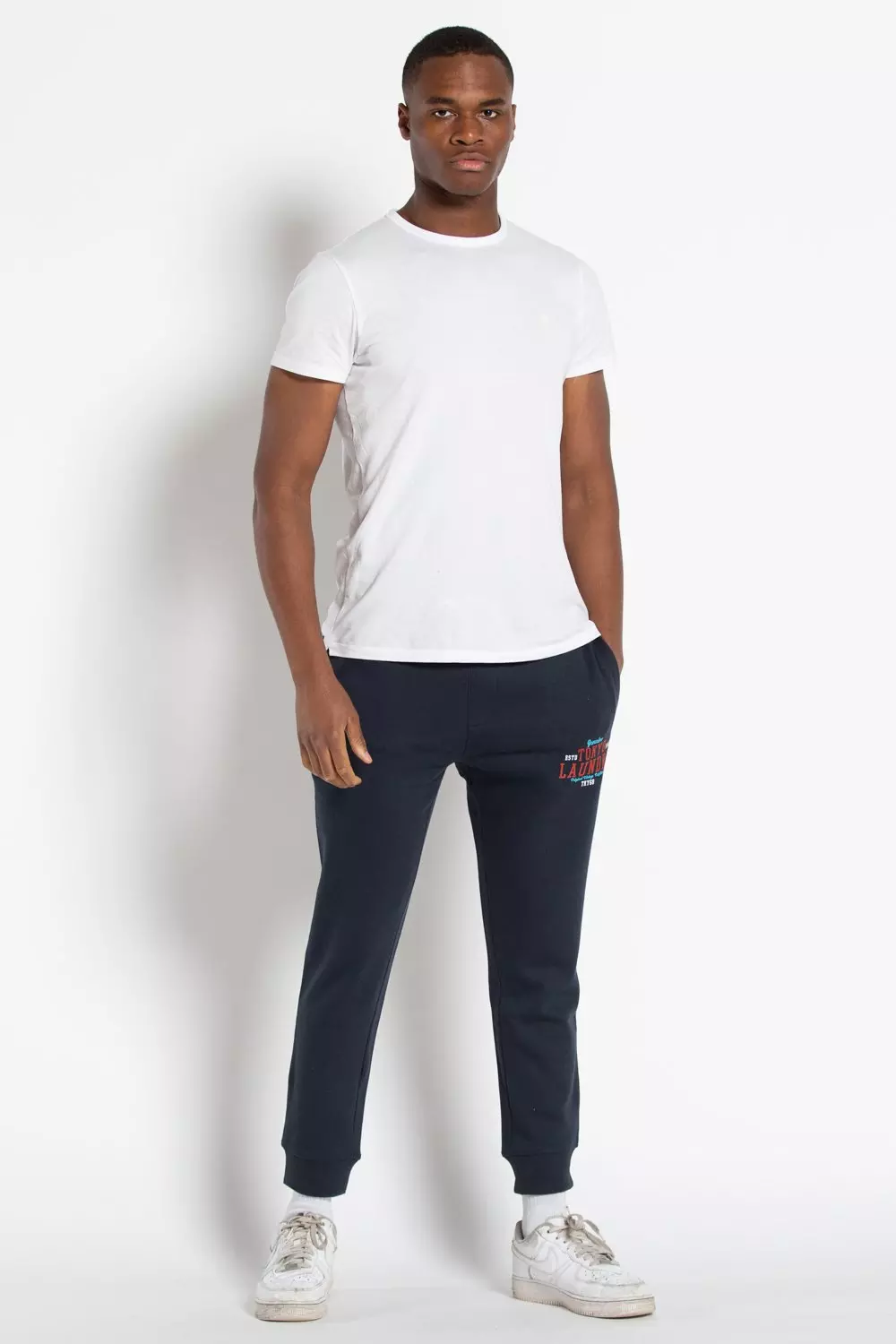 Dark navy Cotton Blend Joggers alternative image