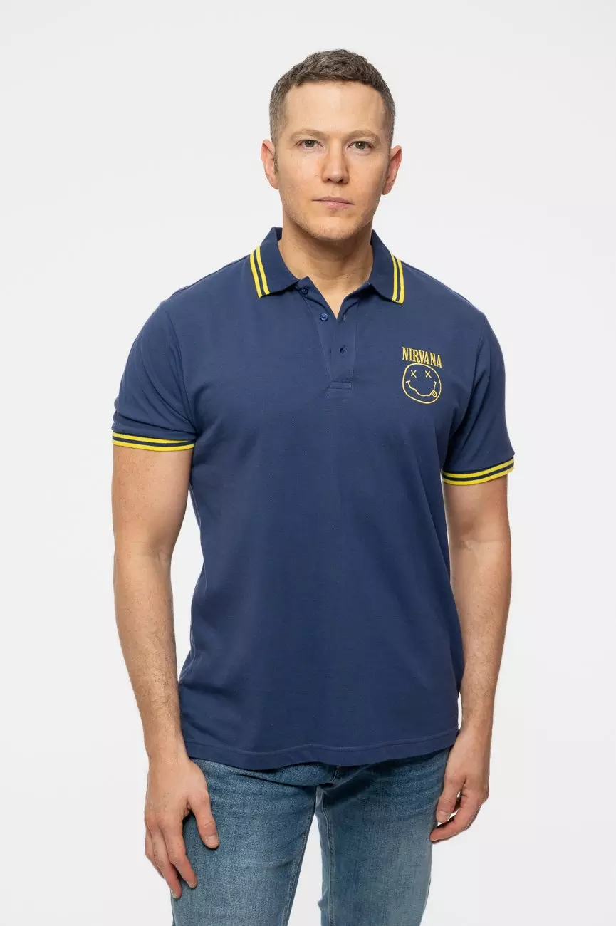 Navy Grunge Smile Polo Shirt alternative image