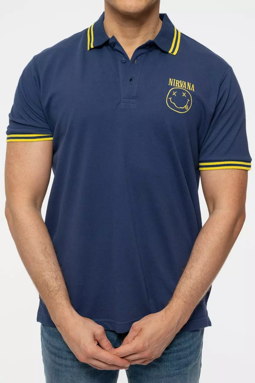 Navy Grunge Smile Polo Shirt alternative image