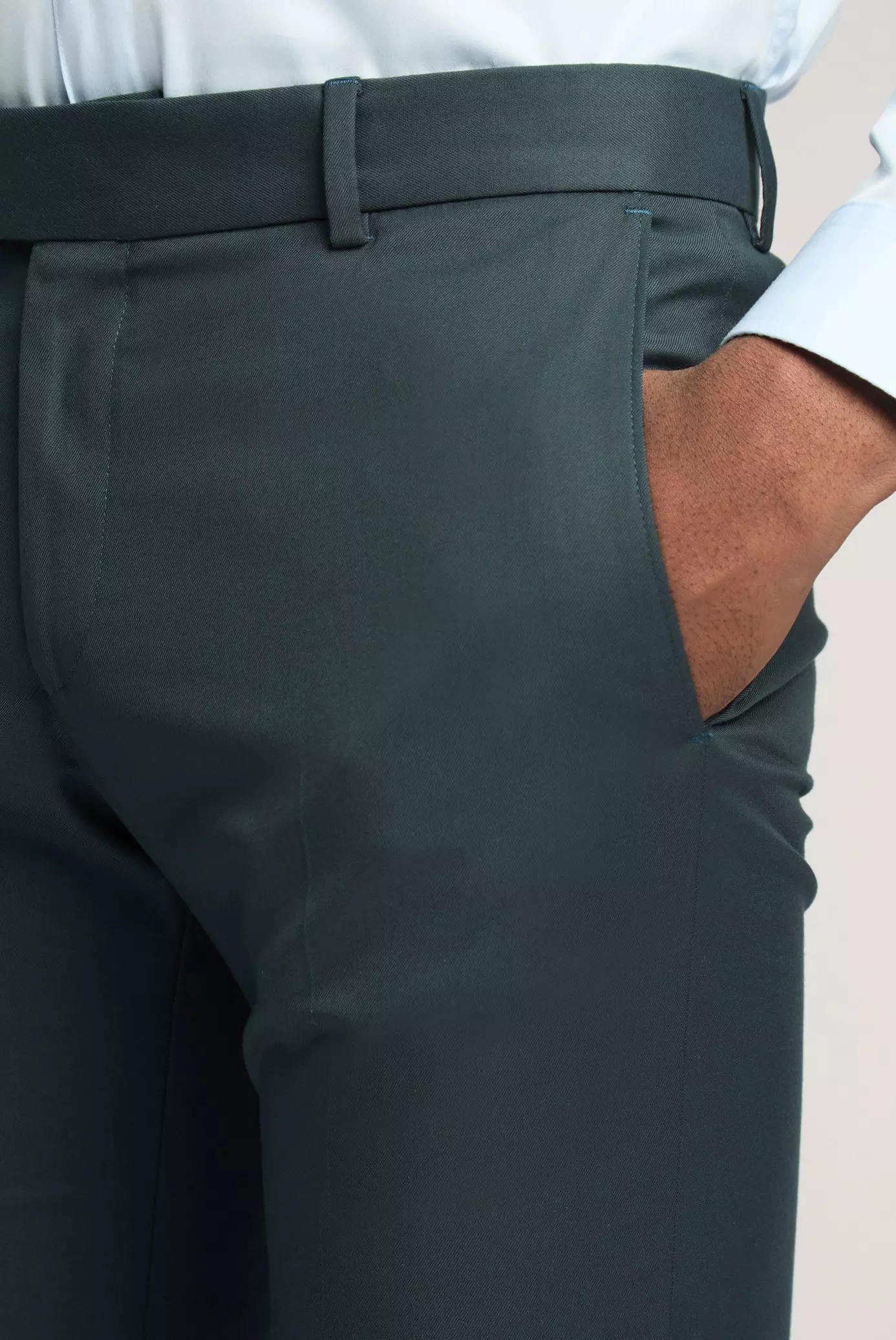 Blue Slim Fit Plain Trousers alternative image