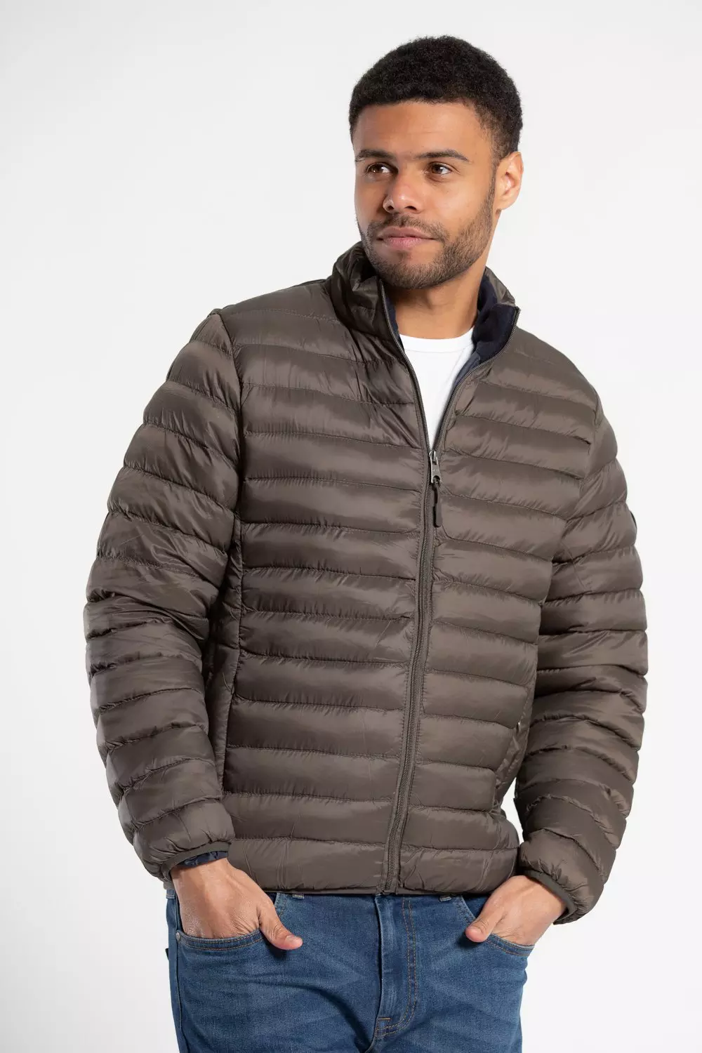 Khaki Fleece Lined Padded Jacket alternative image