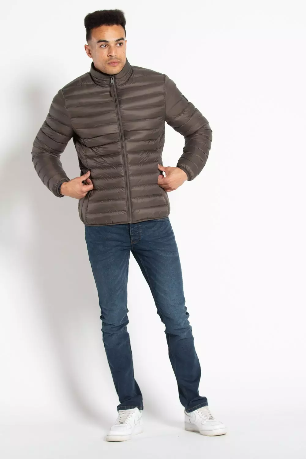 Khaki Fleece Lined Padded Jacket alternative image