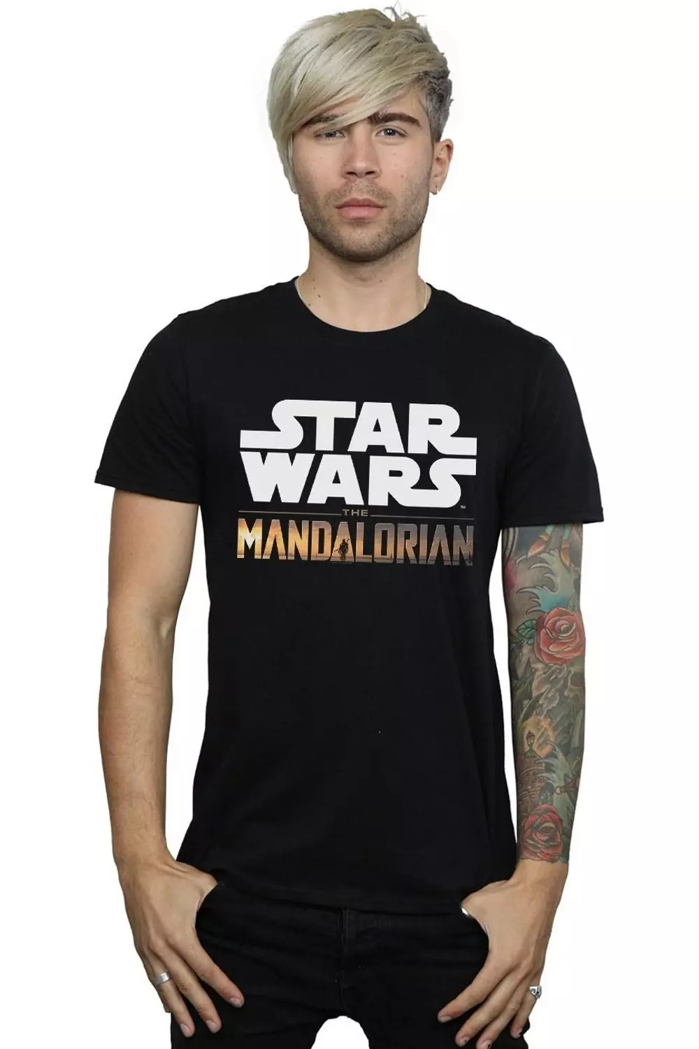 Black The Mandalorian Logo T-Shirt alternative image