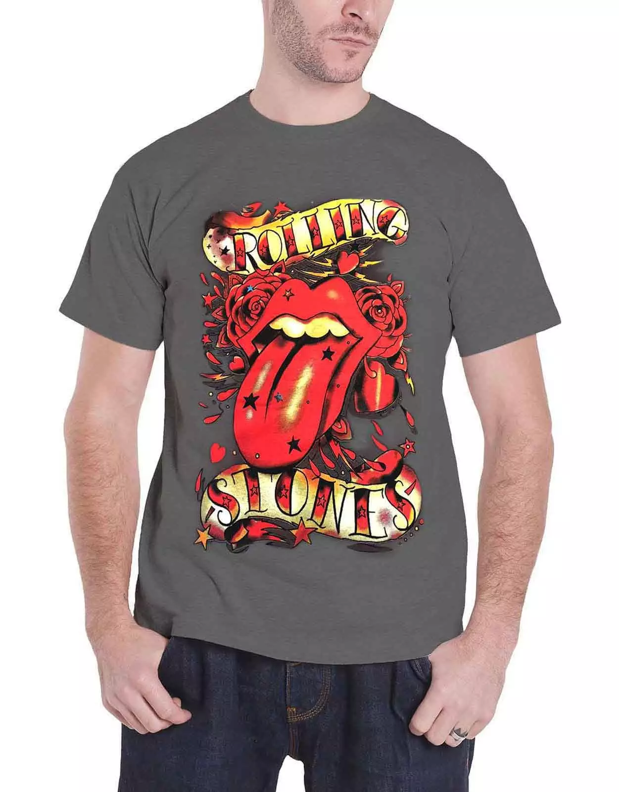 Grey Tongue and Stars T Shirt alternative image
