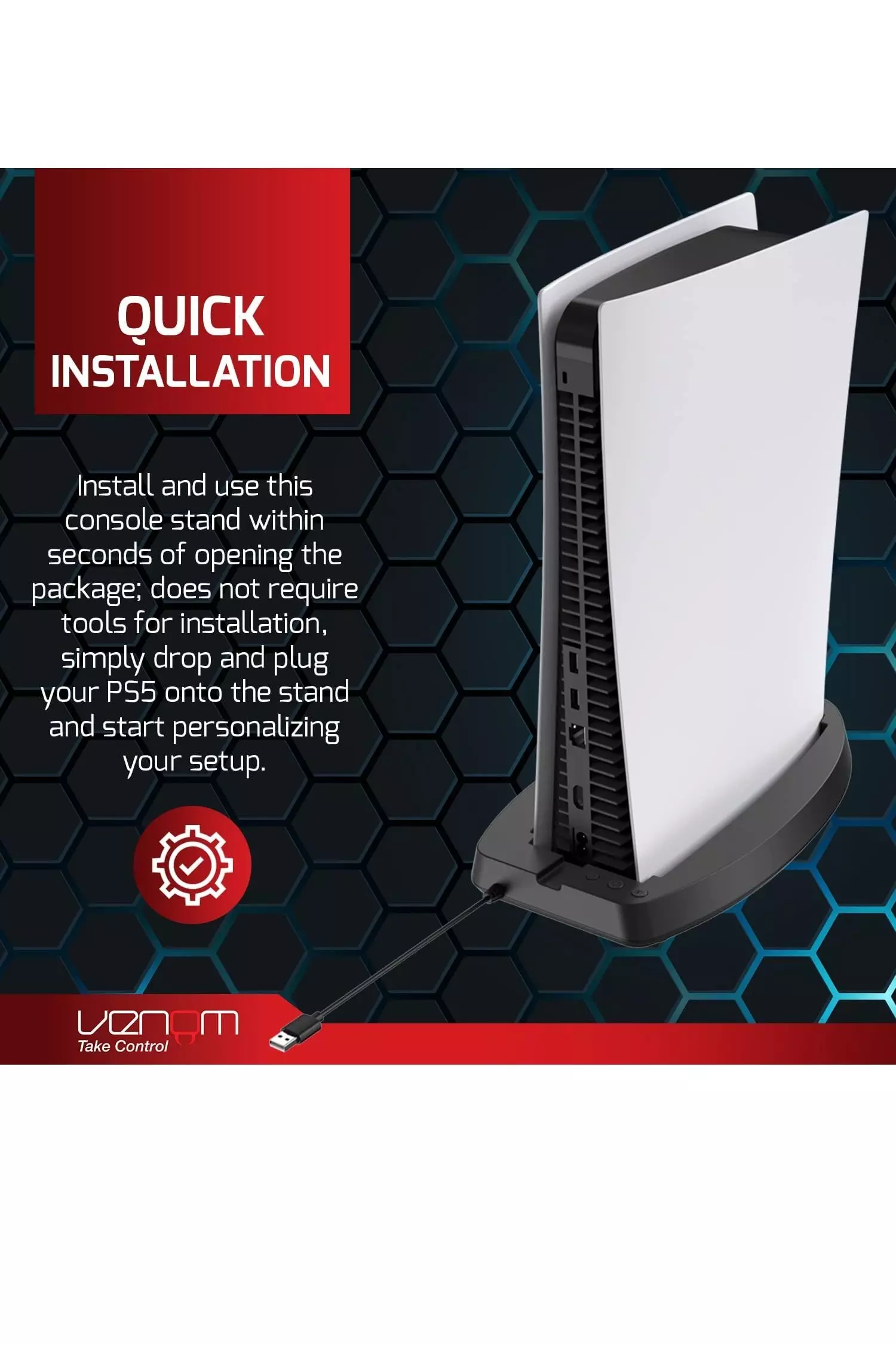 Black PS5 LED Console Stand alternative image