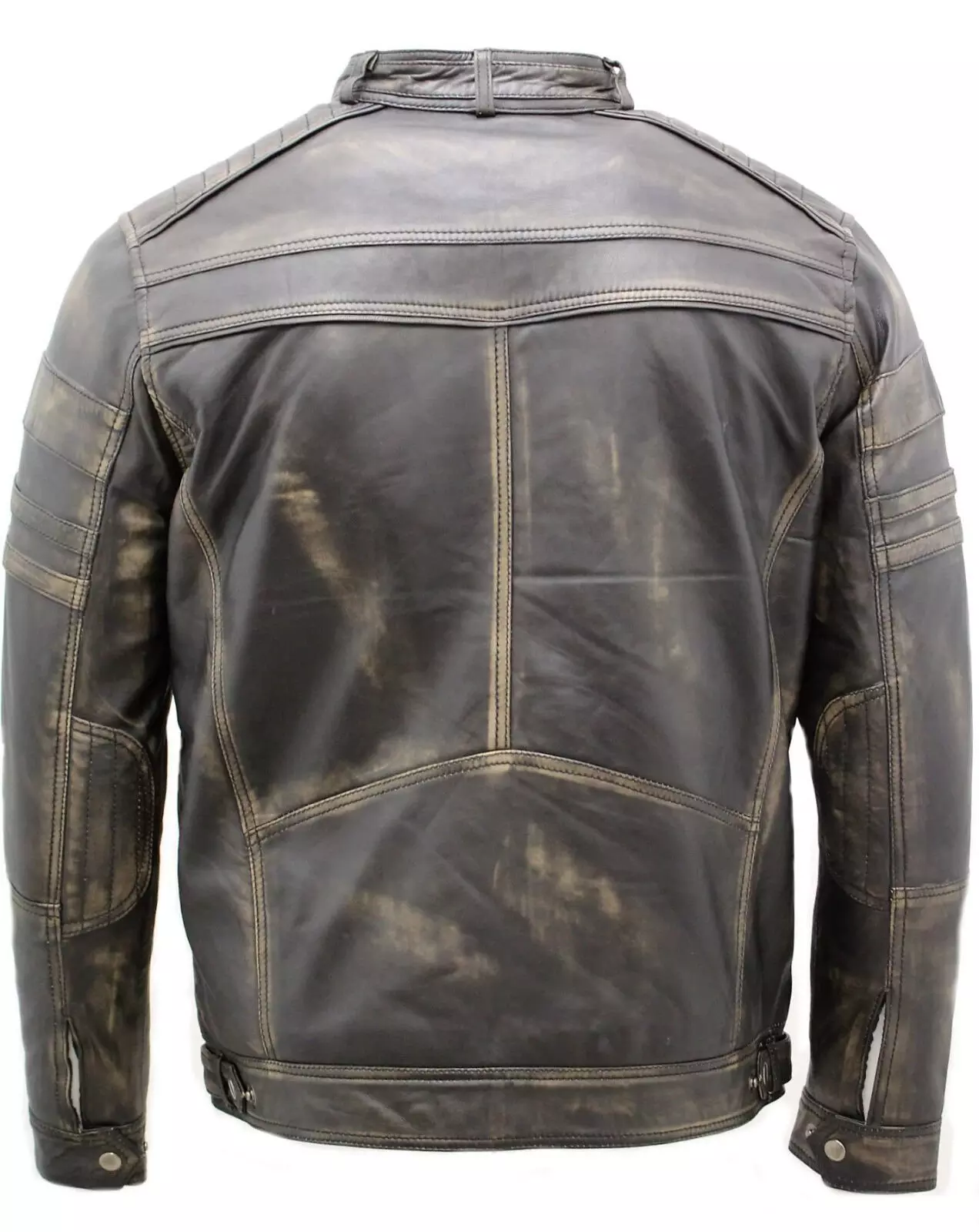 True black Leather Biker Jacket-Naples alternative image
