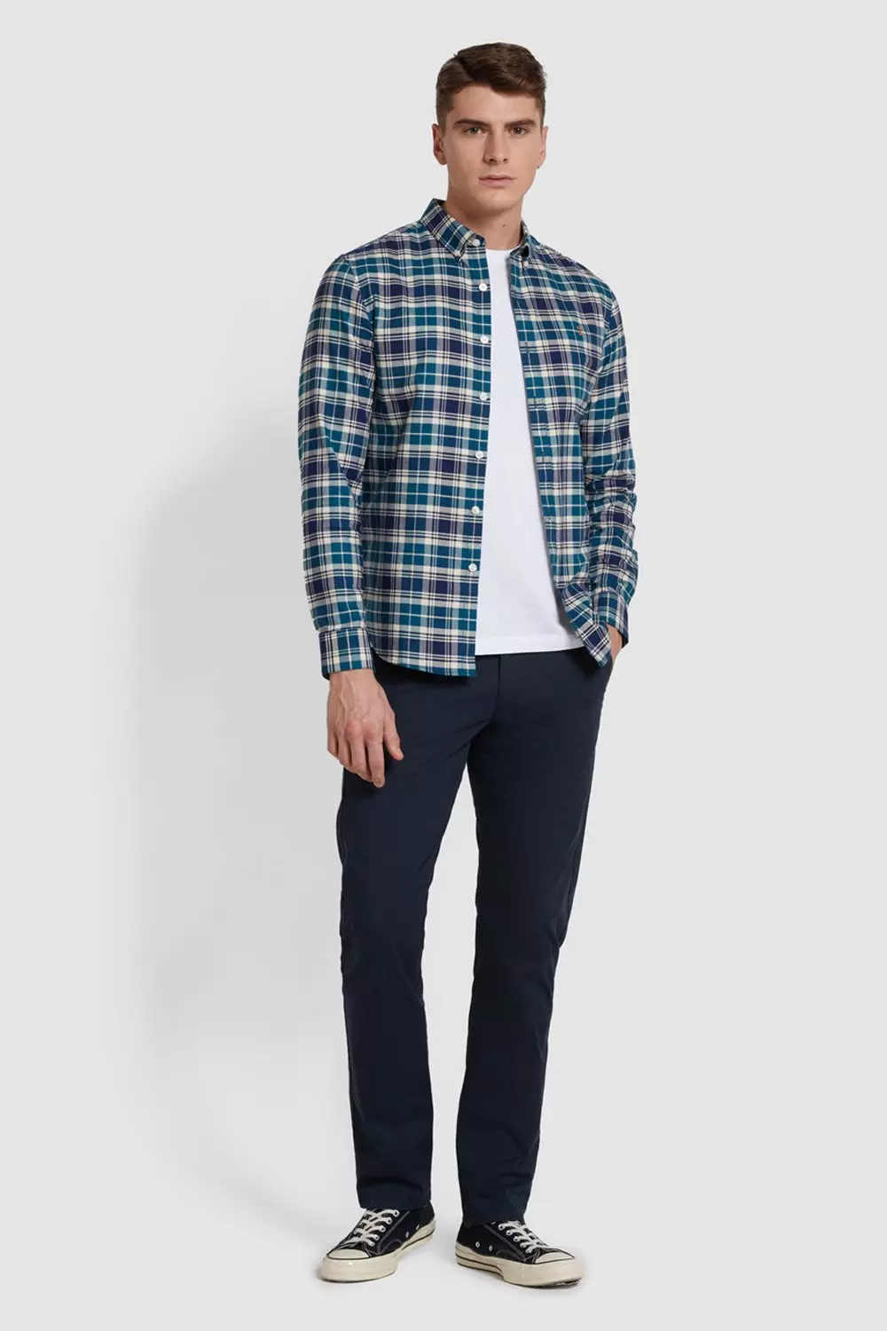 Brewer Check Long Sleeve Shirt Navy alternative image