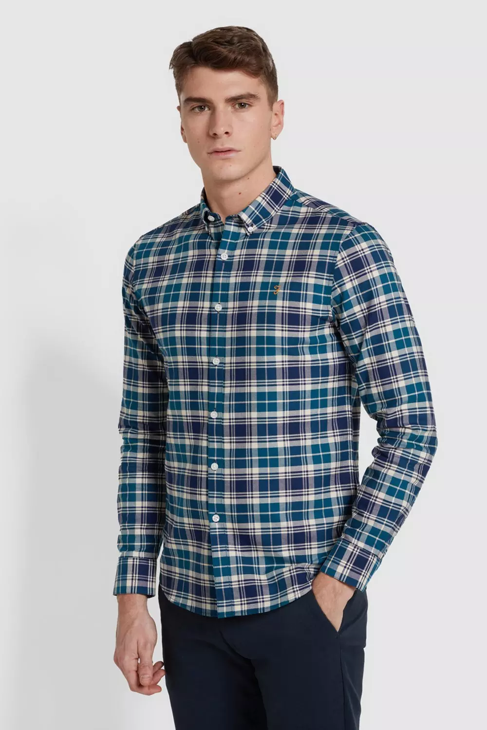 Brewer Check Long Sleeve Shirt Navy alternative image