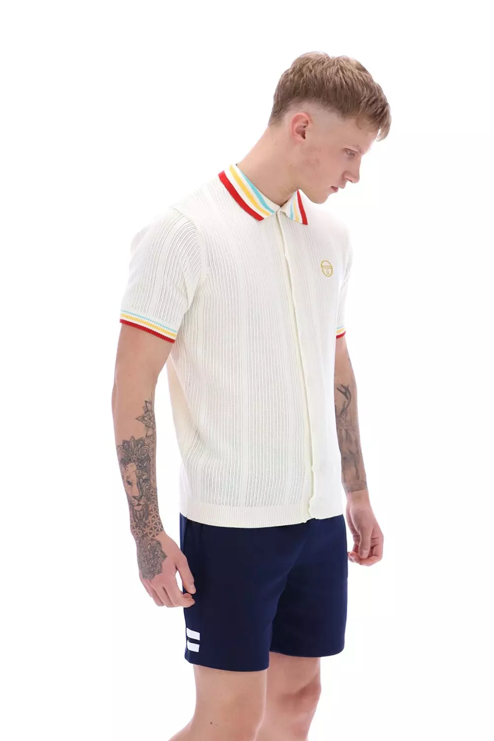 Slice Polo Knit Polo Shirt Off White  alternative image