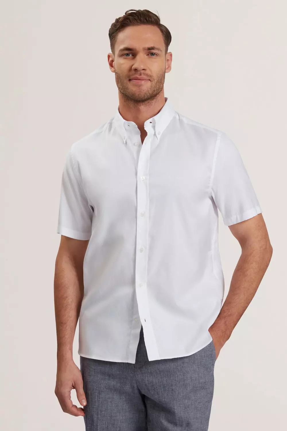 Alyth Ss Regular Branded Oxford Shirt White alternative image
